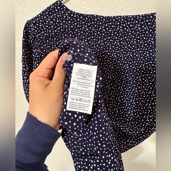 ~EUC~ J. Crew Navy Star Print V-Neck Peplum Blouse - Picture 8 of 8
